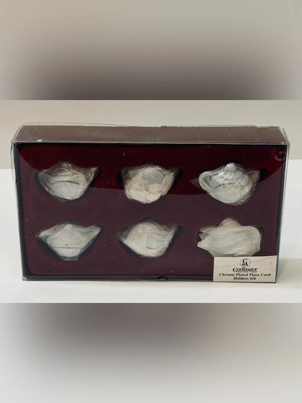 Godinger Chrome Plated Teapot Place Card Holders Set of 6 NIB